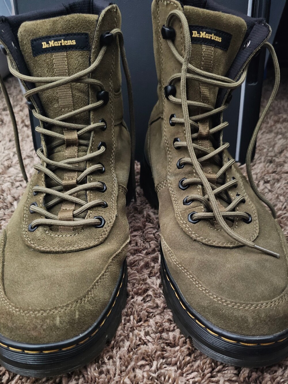 Dr. Martens Combs Tech Suede Casual Boots in DMS Olive Sz13